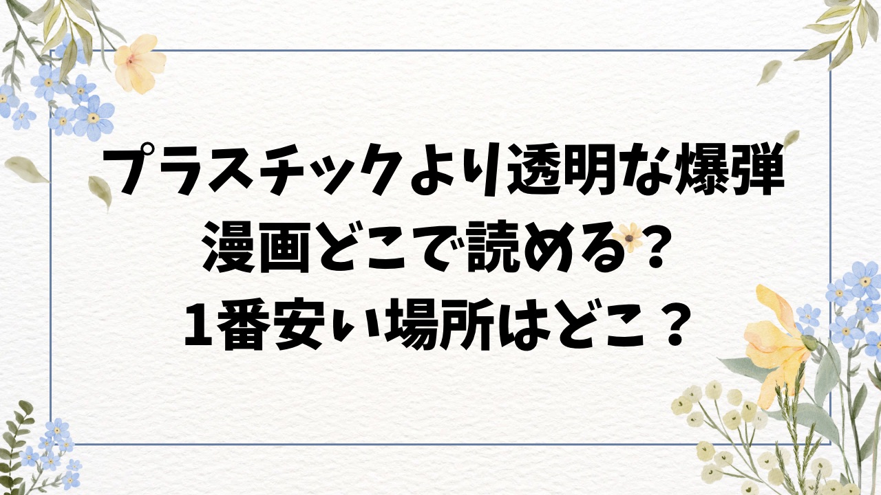 【無料】プラスチックより透明な爆弾hitomiの代わりの漫画サイトどこ?ネタバレ＆評判も紹介【エチピク】